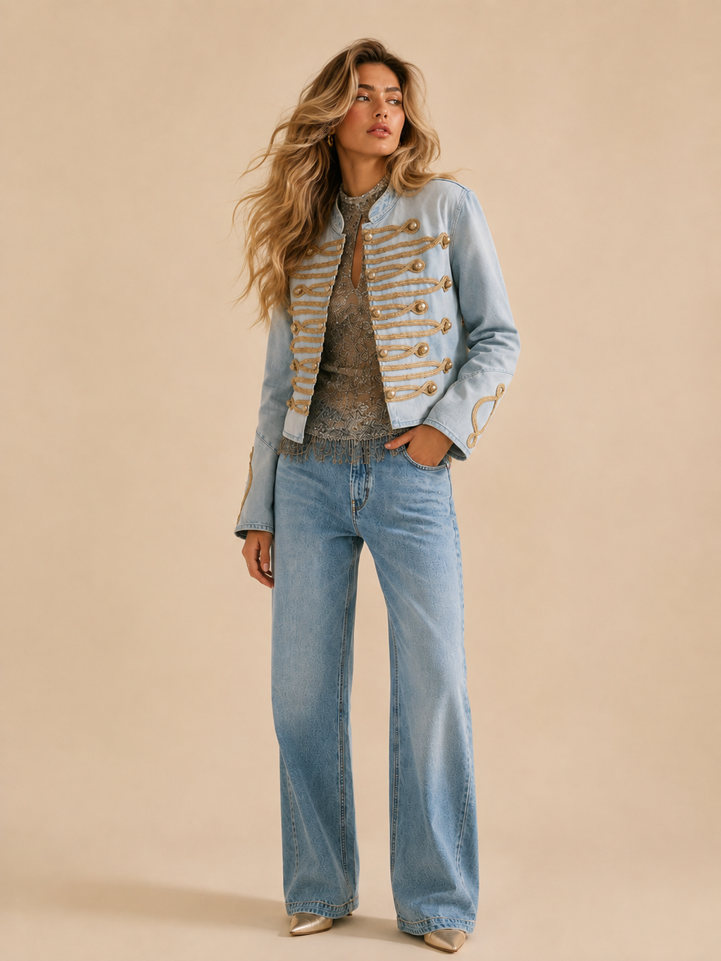 Amelia Gold Denim Jacket
